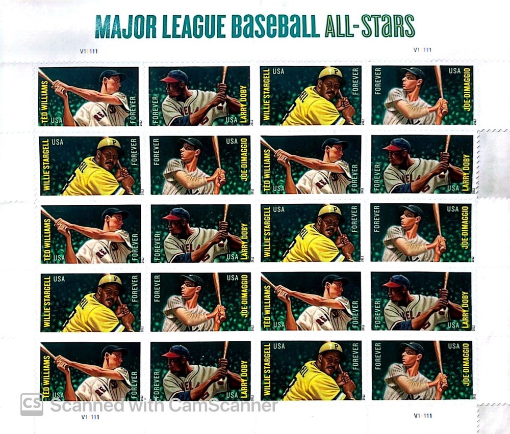 2011 US MAJOR LEAGUE BALL ALL-STARS FOREVER STAMP SHEET RARE