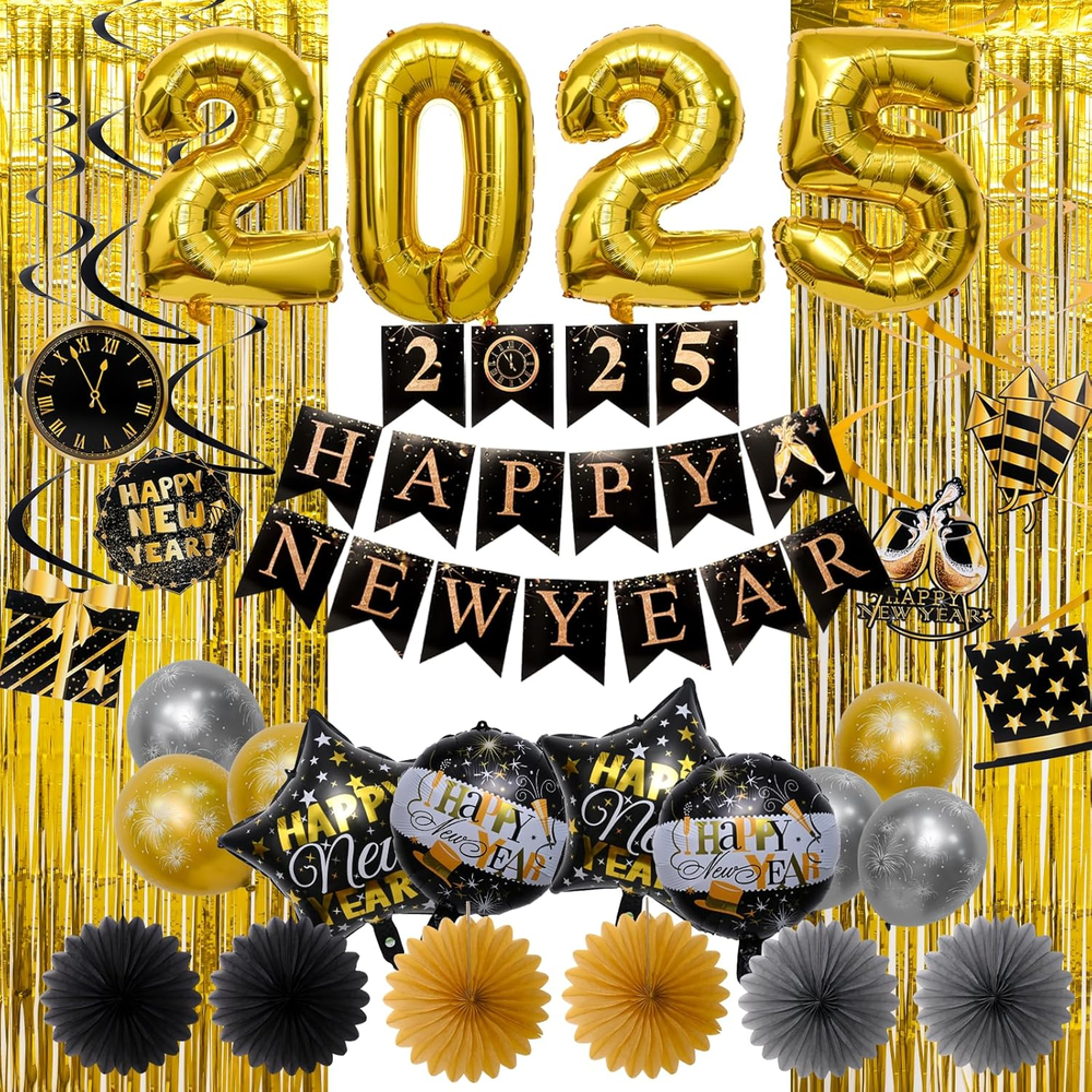 New Years Eve Party Supplies 2025 Happy New Year Decorations 29Pcs Decors Includ-image