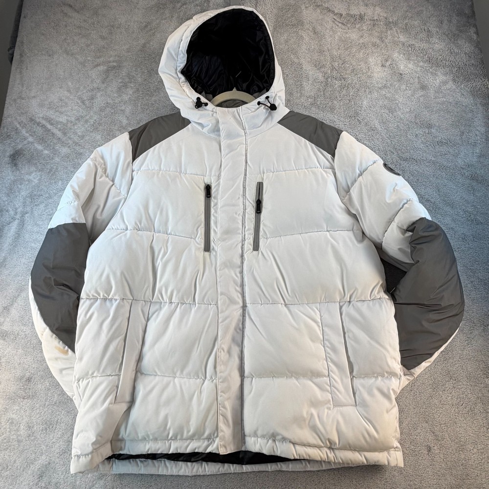 Kenneth Cole New York Puffer Jacket Men XL Hooded Gray