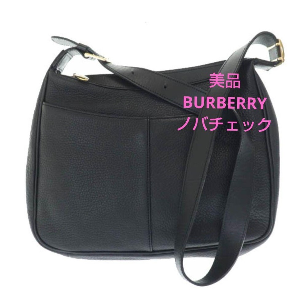Burberry Shoulder Bag Nova Check Leather Black Authentic F1105174