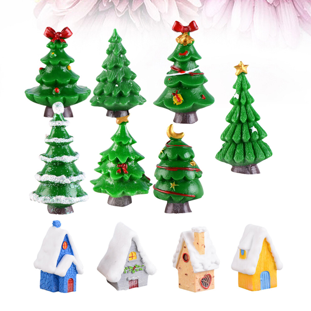 11 Pcs Miniature Christmas Ornaments Christmas Themed Resin Adornment