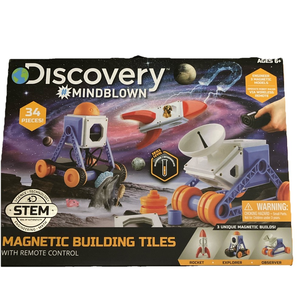 Magnetic STEM Building Tiles with 2 Powered Motors for Kids Discovery
