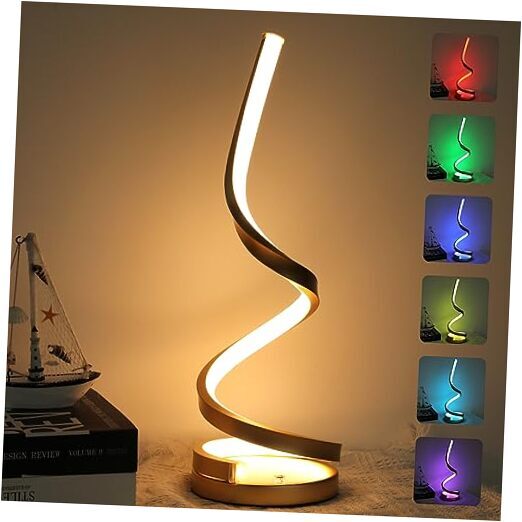 Energetic Infinity Spiral LED Table Lamp, Touch Control Dimmable LED Gold