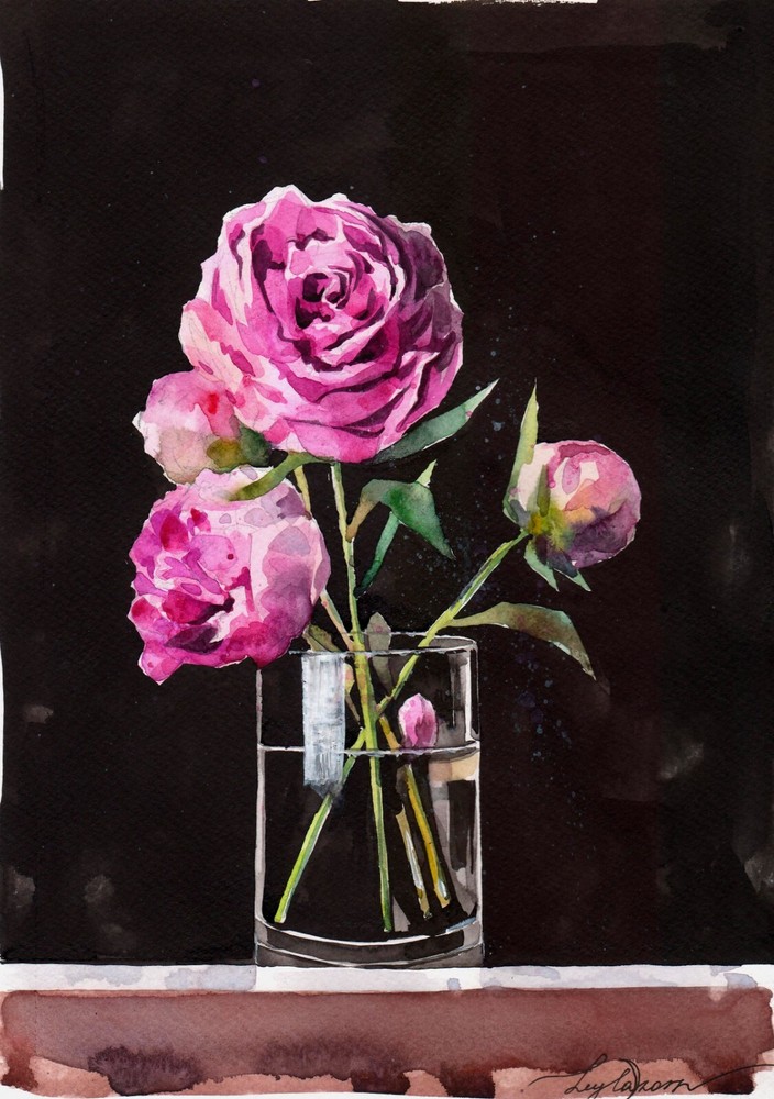Original Watercolor Painting Peony Painting Watercolor Flowers Wall Art