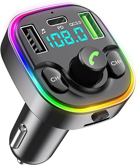 Car Fast Charger kit Bluetooth 5.3 FM Transmitter Car Adapter