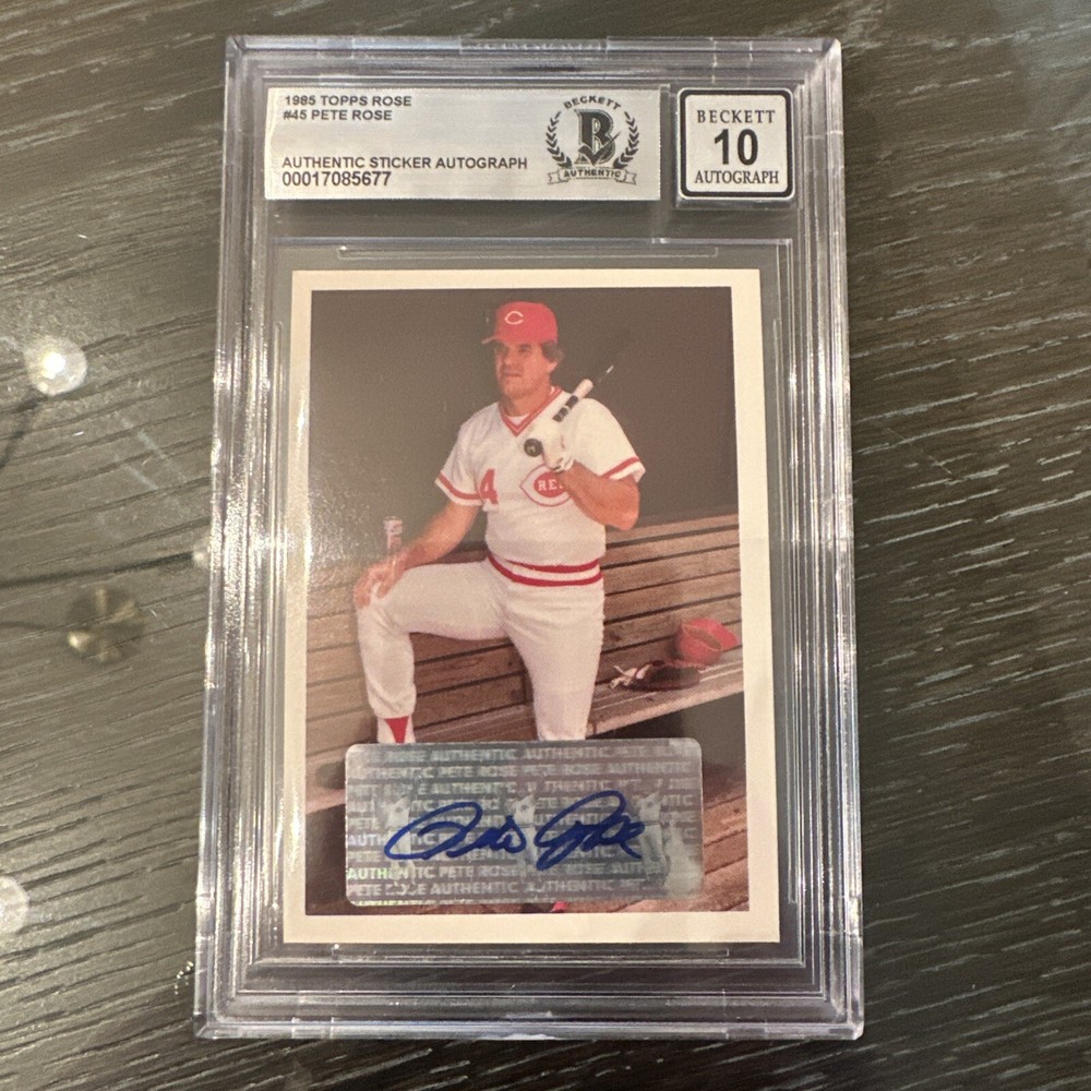 Pete Rose - 1985 Topps #45 - Autograph - BGS 10 Auto - Cincinnati Reds