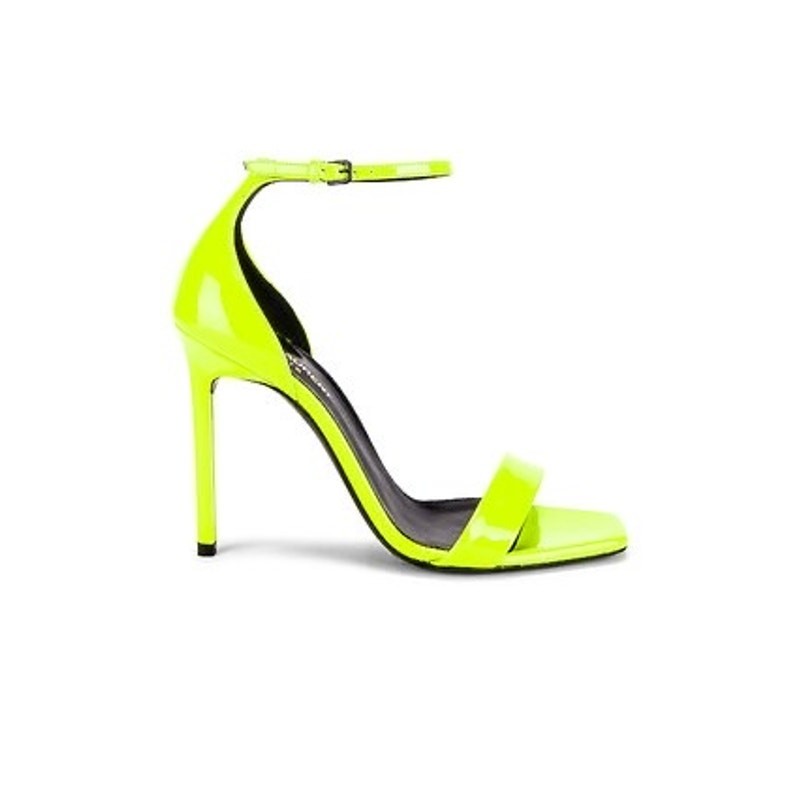 SAINT LAURENT Fluo Yellow Amber Ankle Strap Sandals EU 36