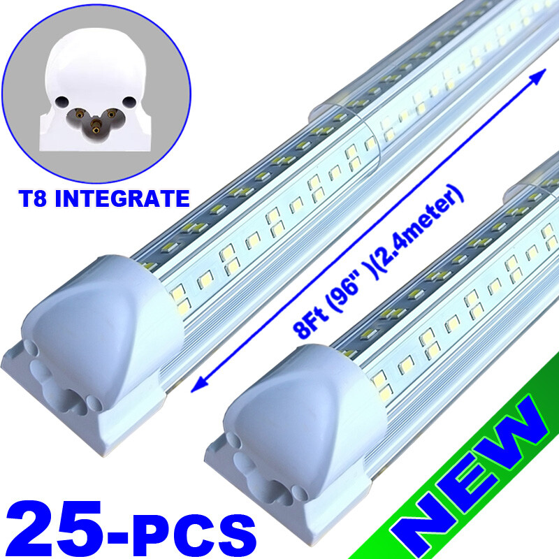 8Ft Linkable Led Shop Light Fixture,Integrated Led Tube Light Bulbs 144w 25PACK