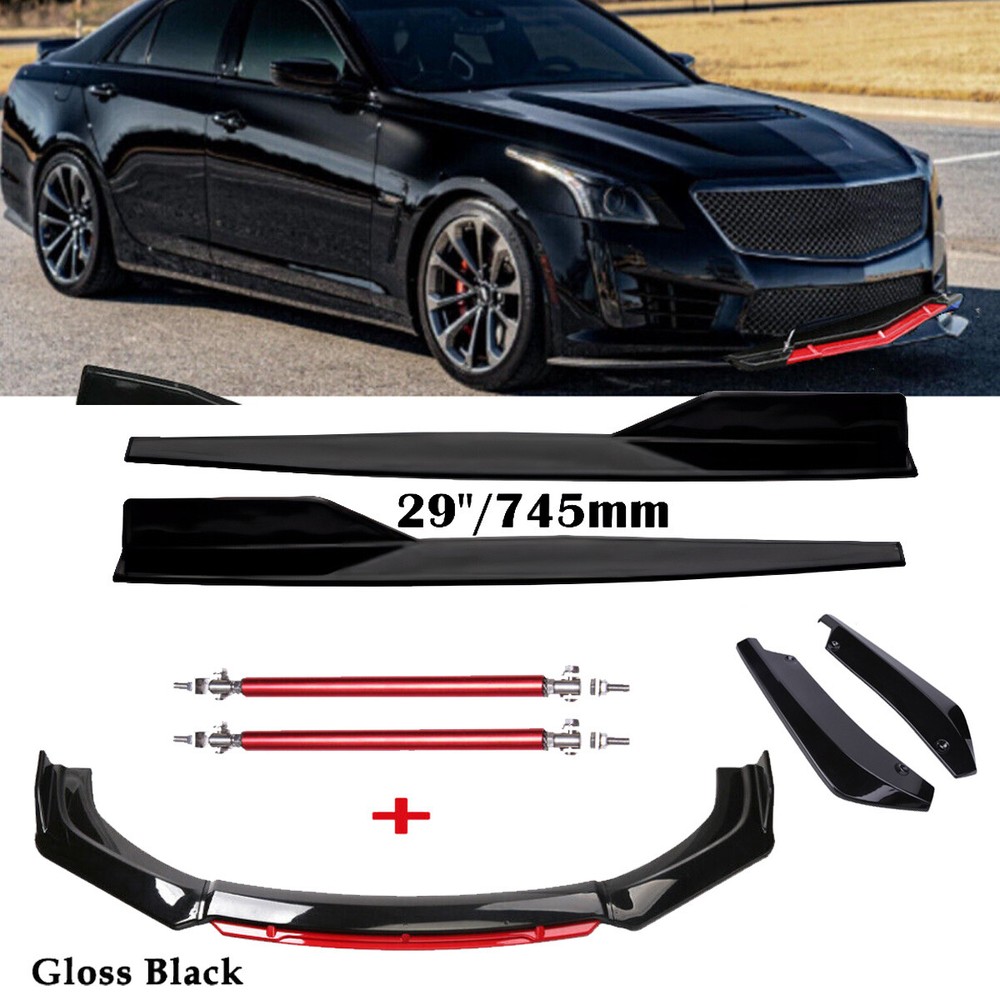 Front Bumper Lip Spoiler Splitter Rear Lip Side Skirt For Cadillac CTS ATS