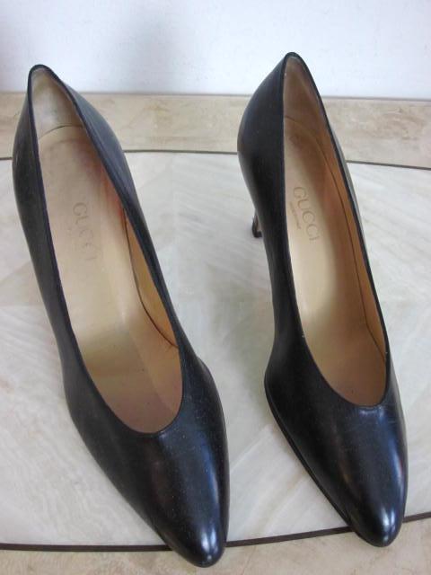 GUCCI Vintage Authentic Leather Classic Black Pumps Sz 6.5US / 36.5EU Awesome
