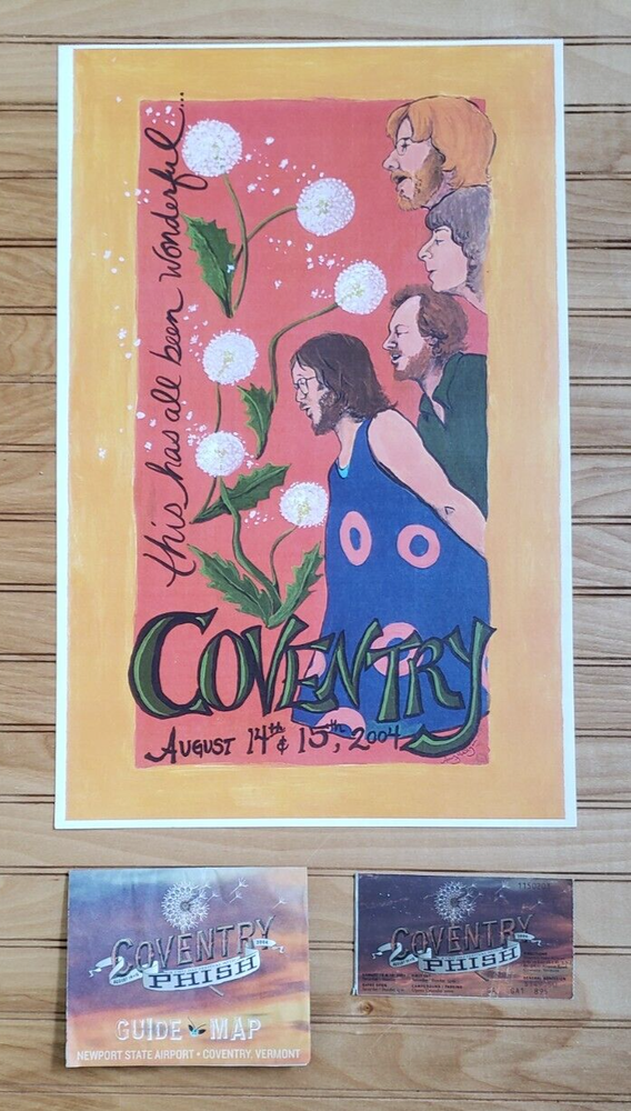 2004 Phish RARE Coventry  Poster + Mail order ticket + Festival map