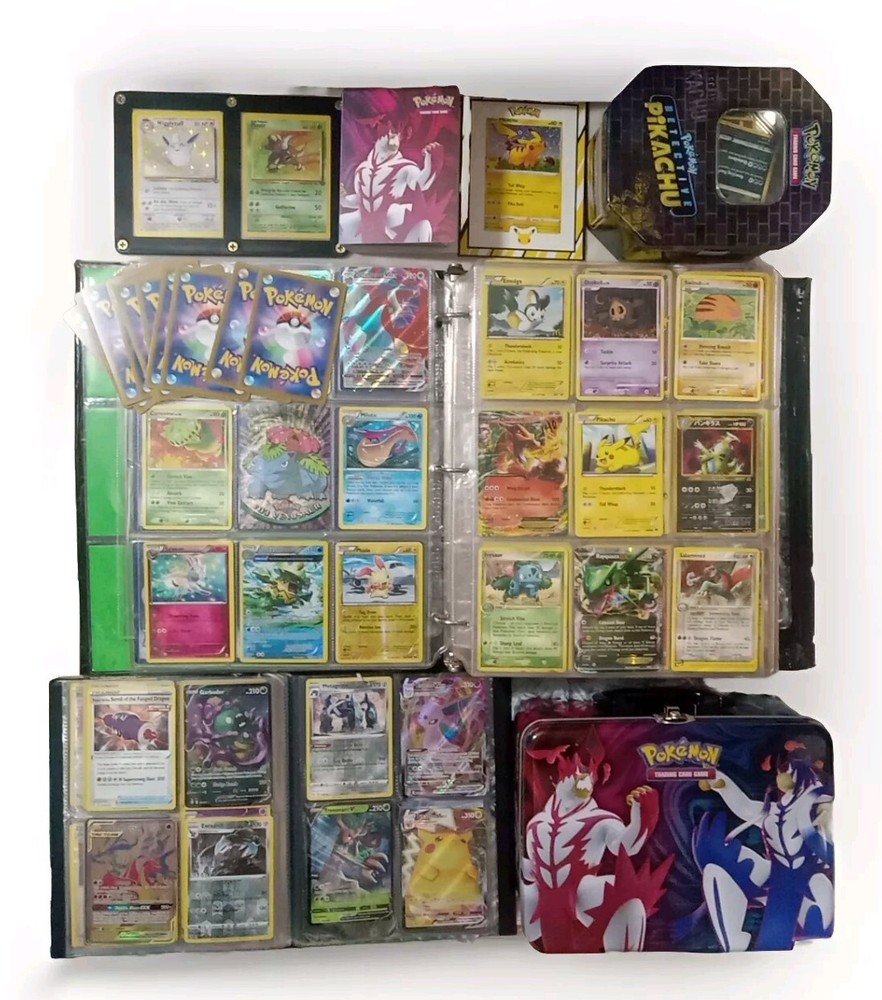 Huge Pokemon Card Collection Lot 600+ Cards Lunchbox And Tin