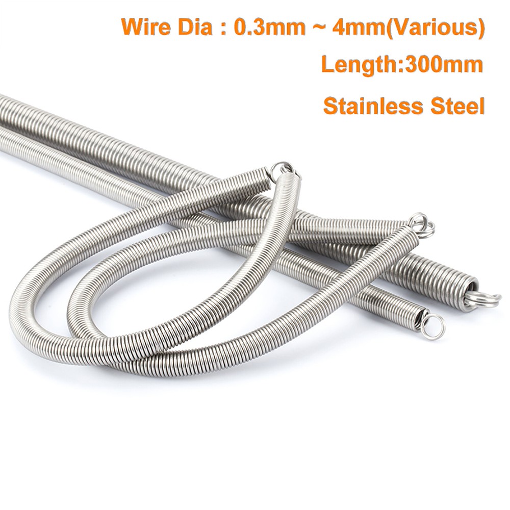 Stainless Steel Tension Spring 0.3-4mm Wire Dia 300mm Extension Spring