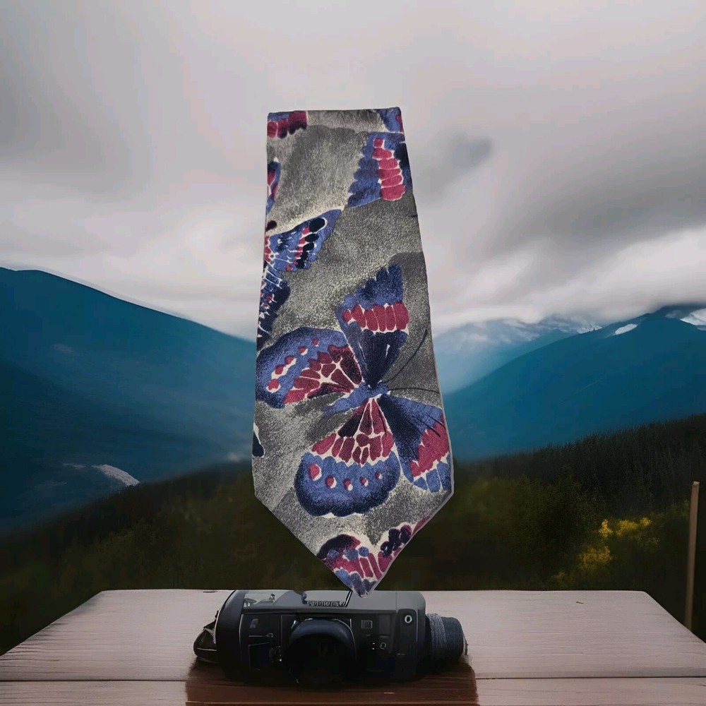 Earth Air Fire Water Butterfly Multicolor Designer Silk Tie 58