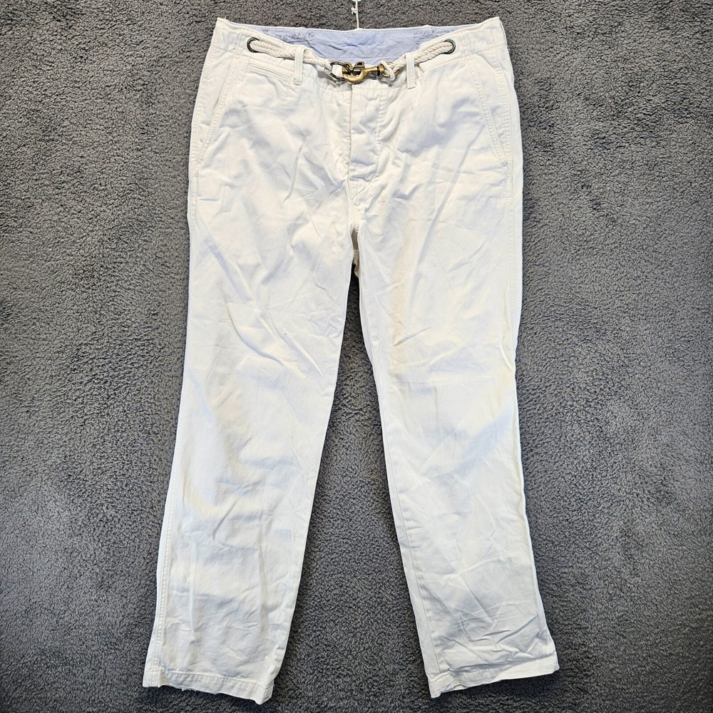 Polo Ralph Lauren Pants Men Size 34x32 White Sailor Rope Belt Straight Leg