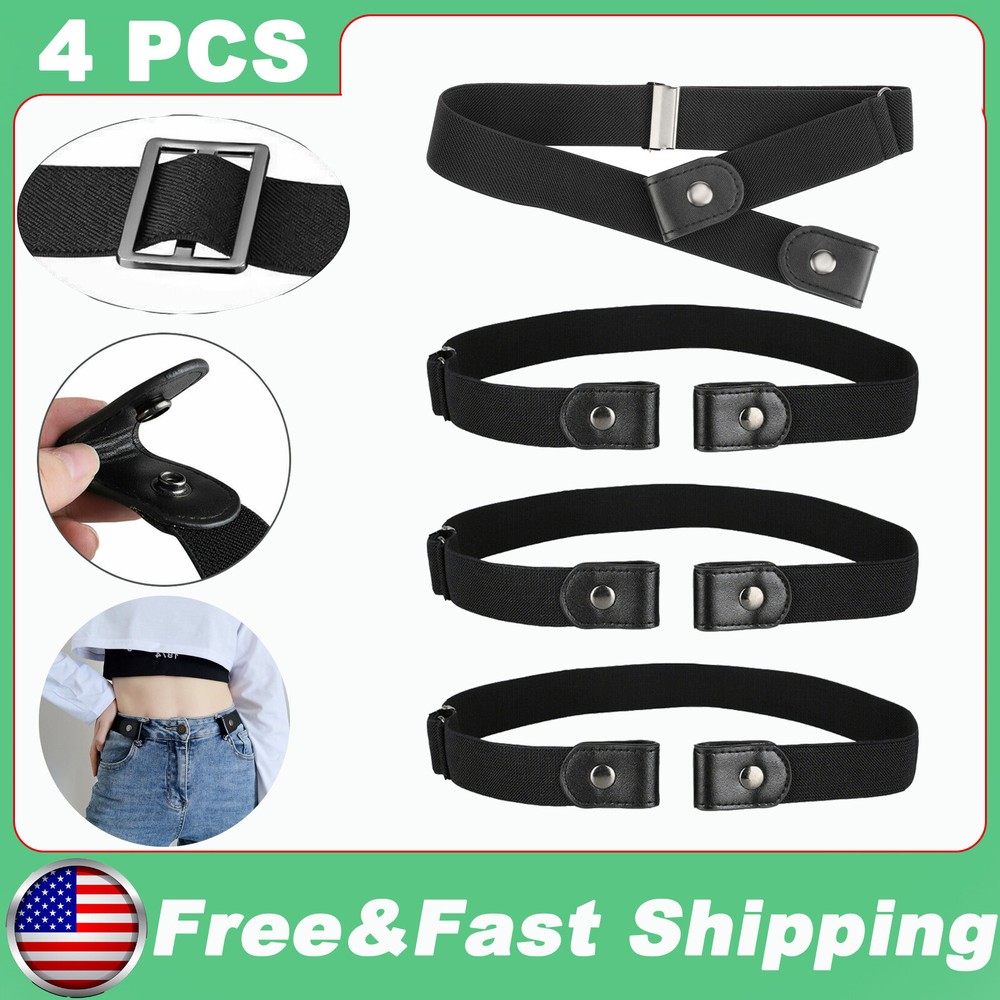 4 X Men Women Buckle-free Elastic Invisible Waist Belt for Jeans No Bulge Hassle