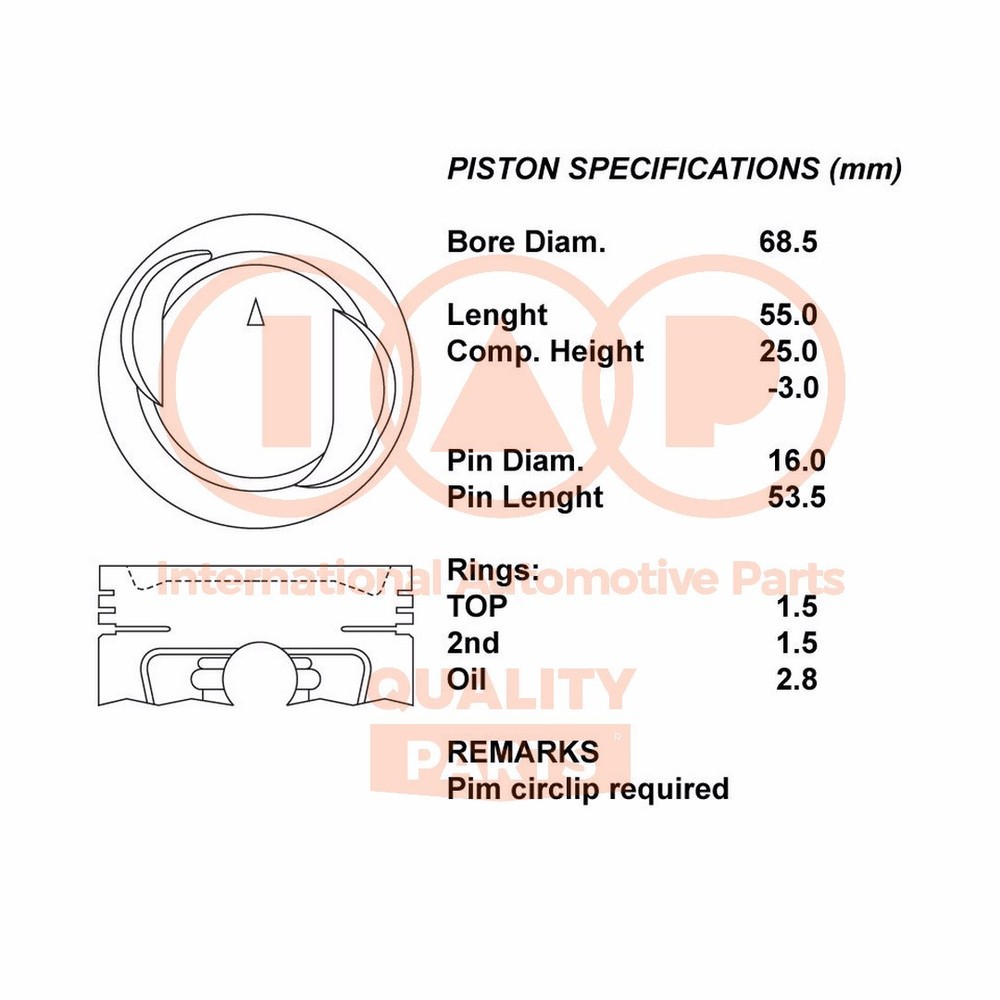 Complete Piston Series 101-16080 IAP QUALITY PARTS for Suzuki - Standard