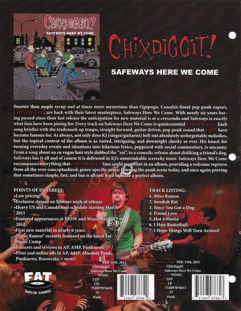 CHIXDIGGIT Rare VINTAGE 2011 PROMO TRADE AD Poster for Safeways 8.5x11 MINT