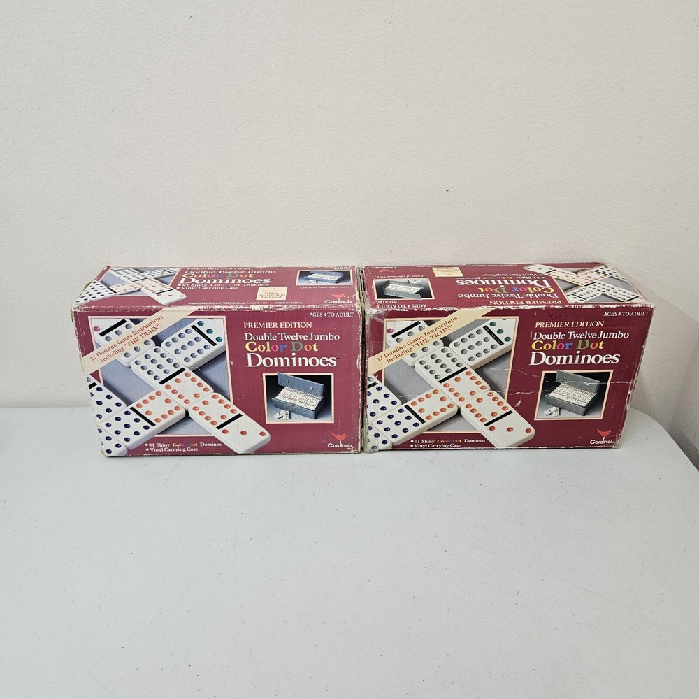 Cardinal Premier Edition Double Twelve Jumbo Color Dot Dominoes with Case & Box-image