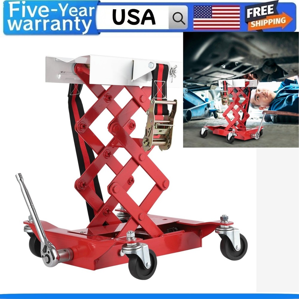 450 lbs Capacity Low Profile Transmission Jack Adjustable High Lift (7