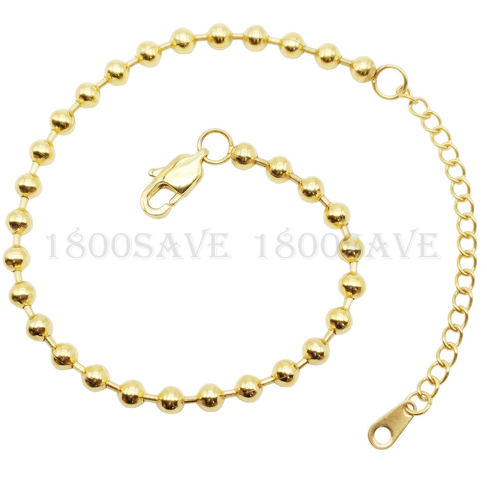 Designer Inspired 18K Gold Filled 4mm Bead Chain Bracelet with 7+2 Inch Extender