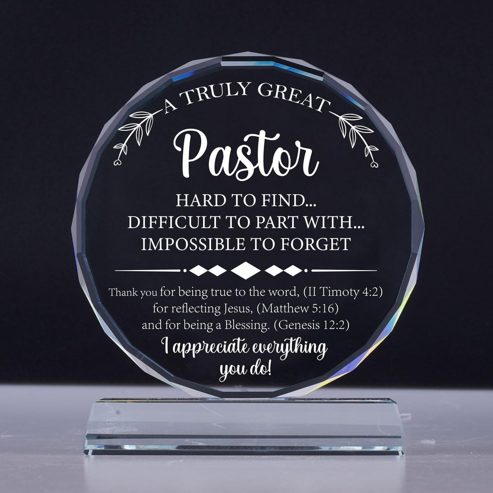 Pastor Appreciation Gifts, Thank You Gift for Gifts Men Women, Engraved Cryst...