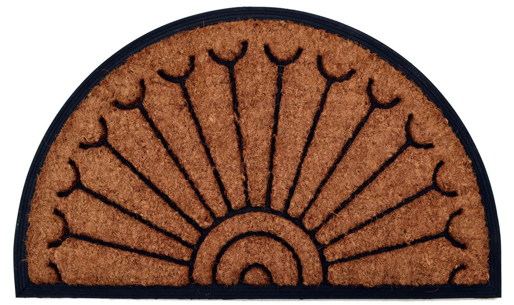 18x30 Peacock Design Half-Round Rubber Back Coir Doormat for Stylish Home Decor