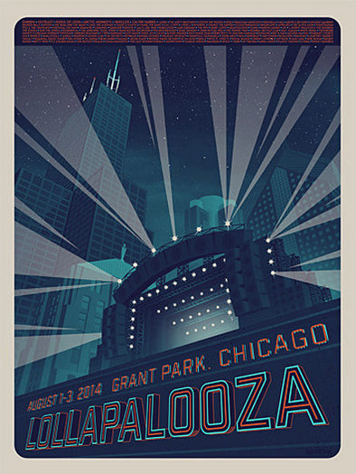 Lollapalooza 2014 Tim Anderson Poster Show Edition Chicago Wall Art No Frame