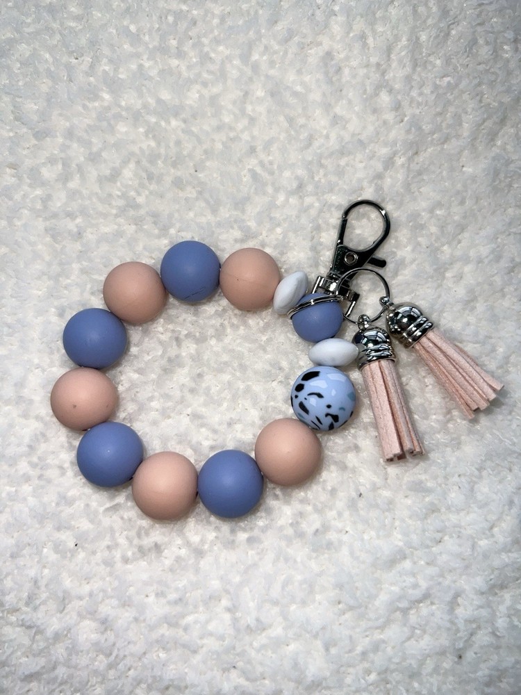 Light Pink Purple Silicone Wristlet Keychain with Ring Holder