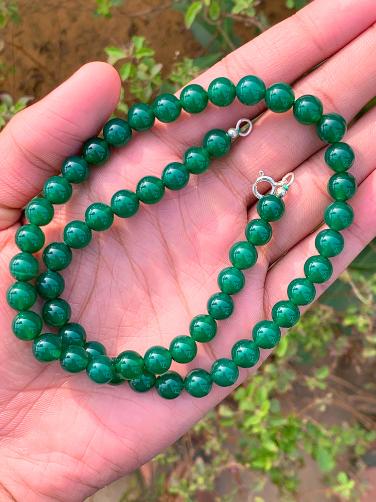 Natural Green Onyx Beads Necklace In Round Beads Healing Necklace Onyx Gemstone