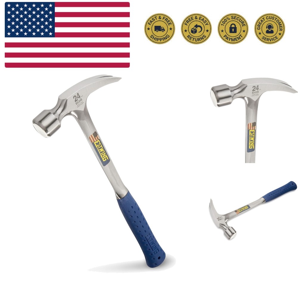 Framing Hammer - 24 oz  Made Long Handle Straight Rip Claw Hammer with Smooth...