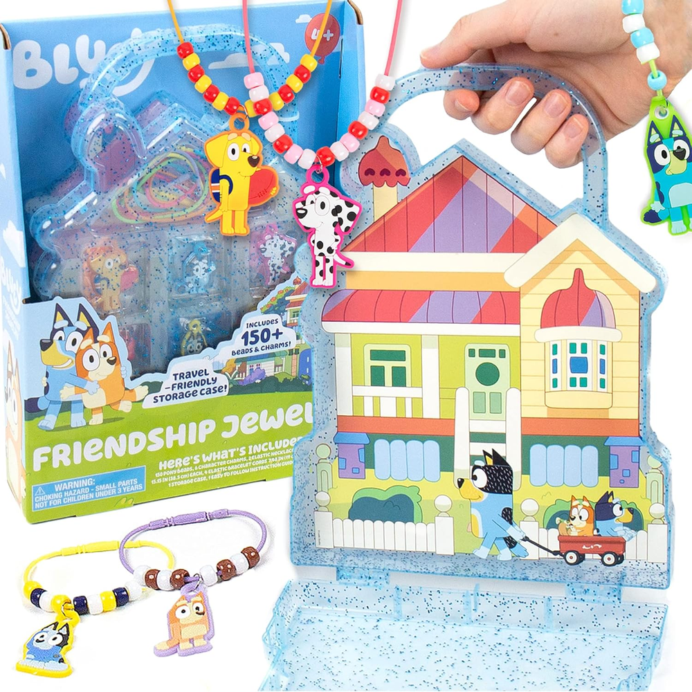 Bluey Charm Bracelet and Necklace Set for Kids DIY Friendship Jewelry Kit