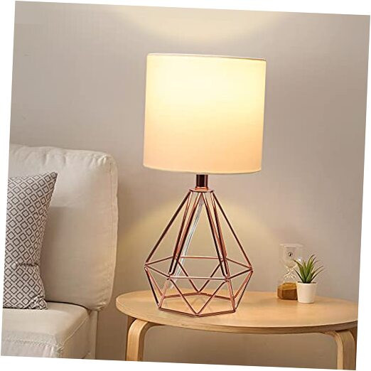 Modern Geometric Rose Gold Hollowed Bedside Lamp for Bedrooms