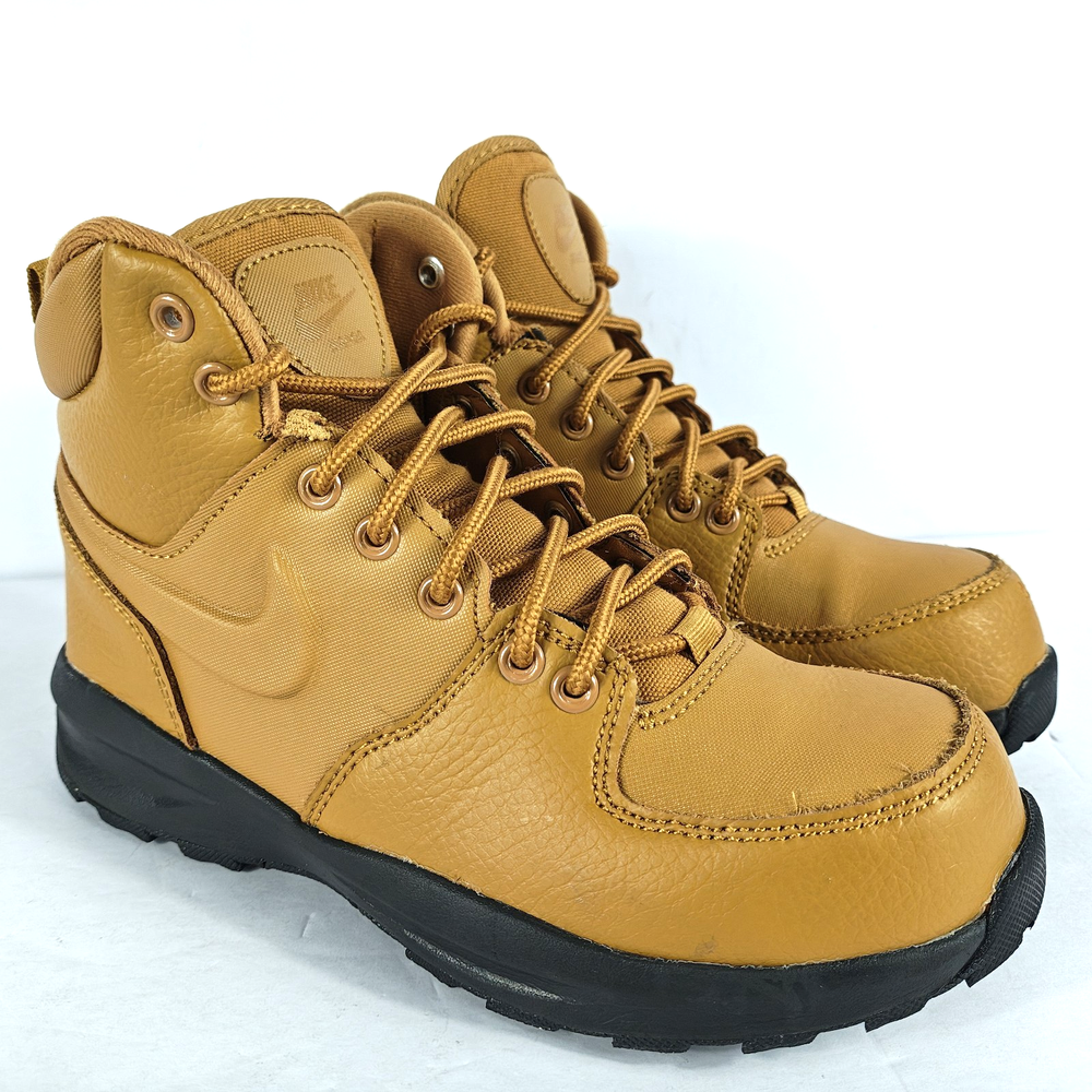 Nike Manoa GS Youth Boots Size 4 Wheat Brown Black Leather Hiking Outdoor