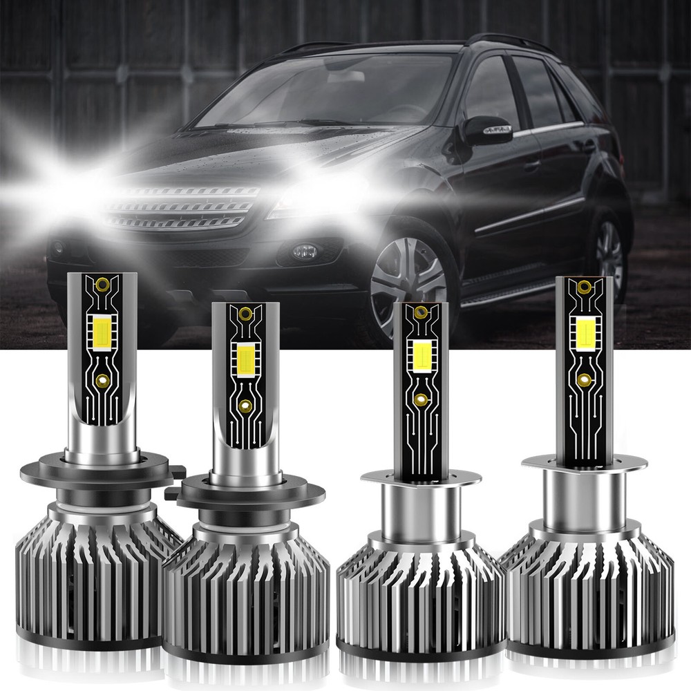 For Mercedes-Benz ML320 1998-2001 LED Headlight Bulb High Low Beam Kit H1+H7