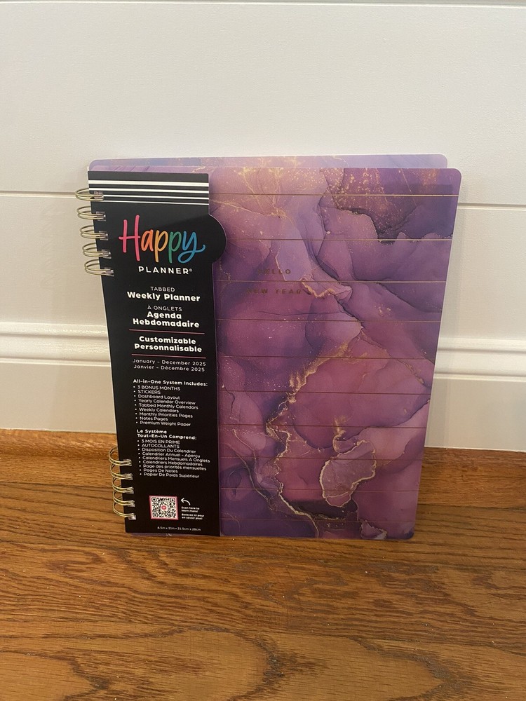 The Happy Planner 2025 Big Dashboard Layout Planner New Year Marble Purple Gold-image