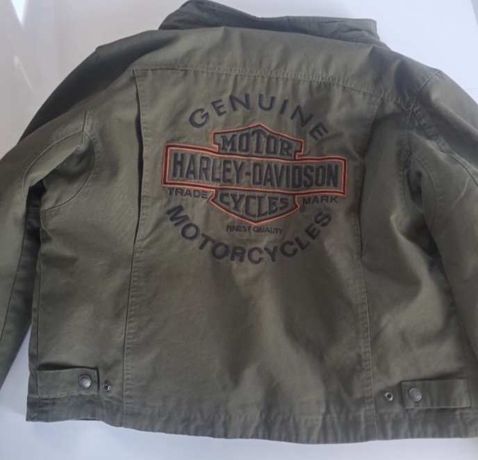Harley Davidson Men's L Green Military Field Jacket 3-in-1 Canvas Riding Large
