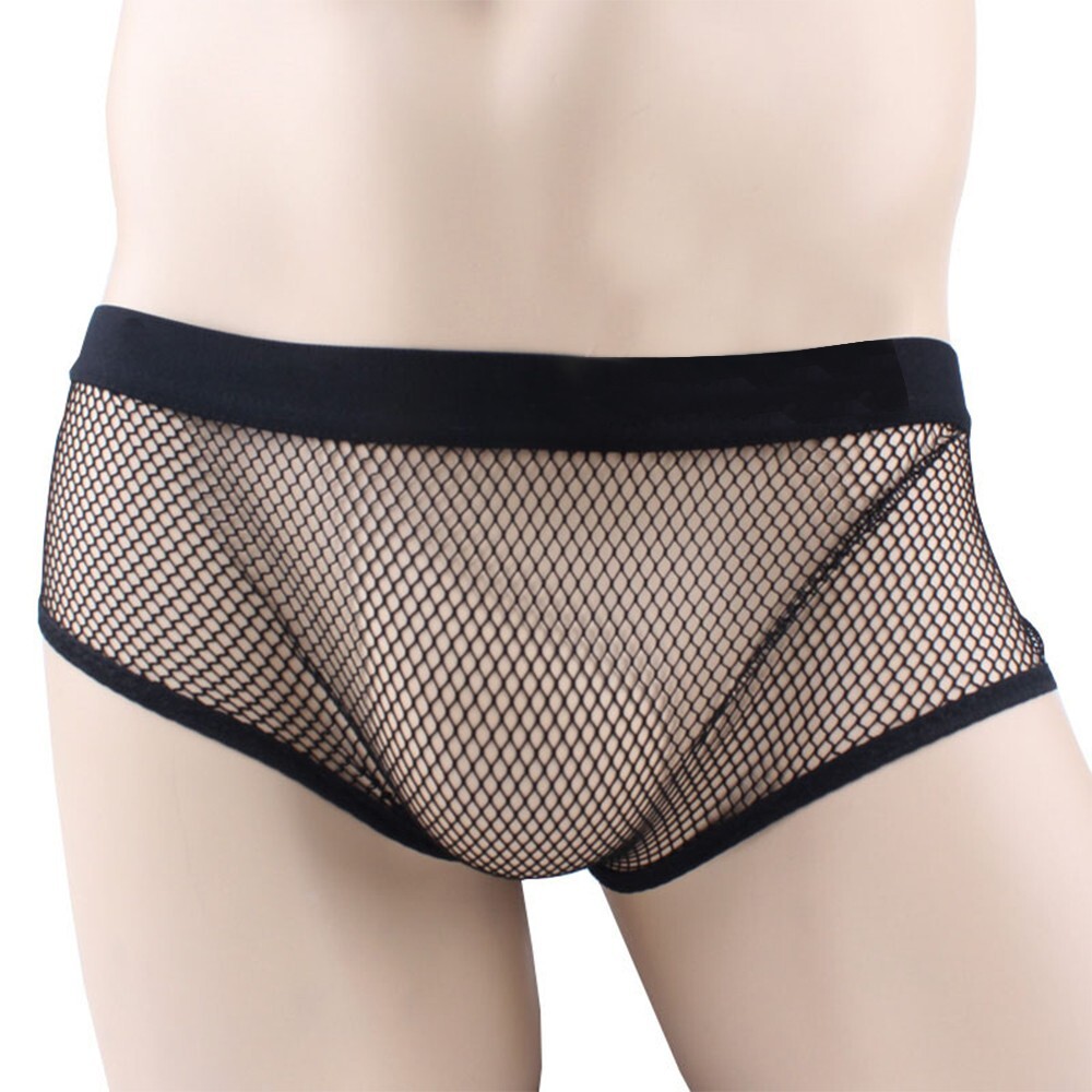 Men Underwear Fishnet Mesh For Boxer Briefs Sexy Lingerie Sheer Underpants