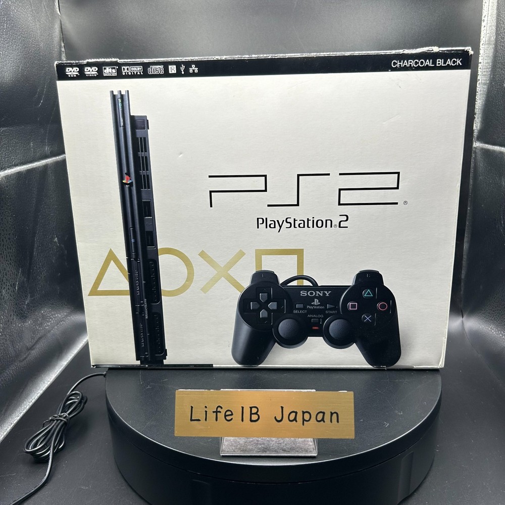 Sony PS2 PlayStation 2 SCPH-77000 CB Charcoal Black Complete Set RARE JP Import