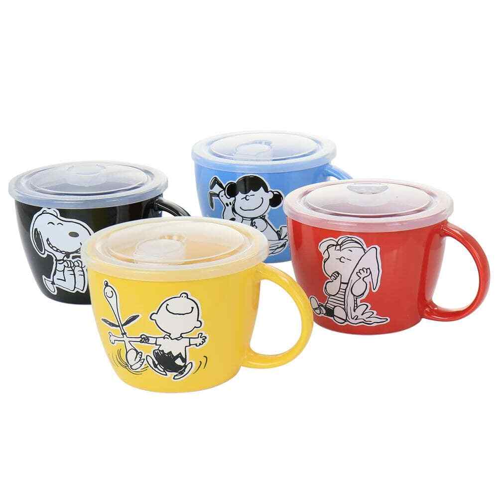 70th Anniversary Peanuts Stoneware Soup Bowl Set 4-Piece 23.5 oz Assorted Colors