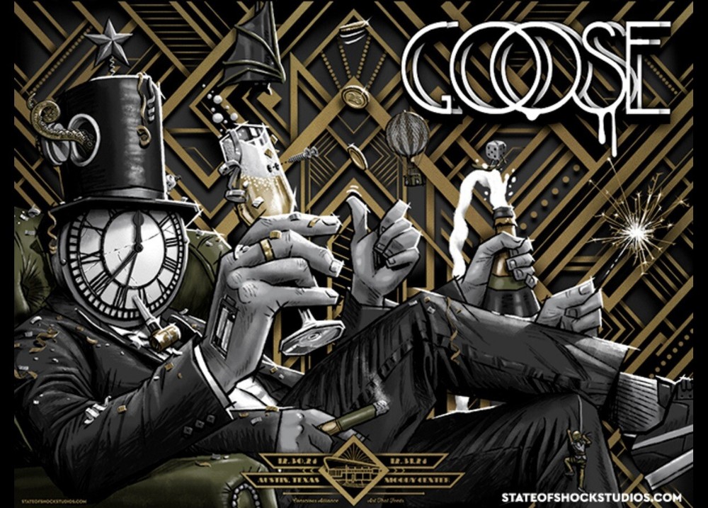 Goose New Years DULL GOLD FOIL Edition Poster Signed/Numbered Darin Shock LE/30-image