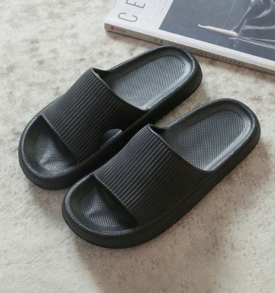 Women'S Indoor Non-Slip Silent Household Slippers Sz 9.5-10 Black