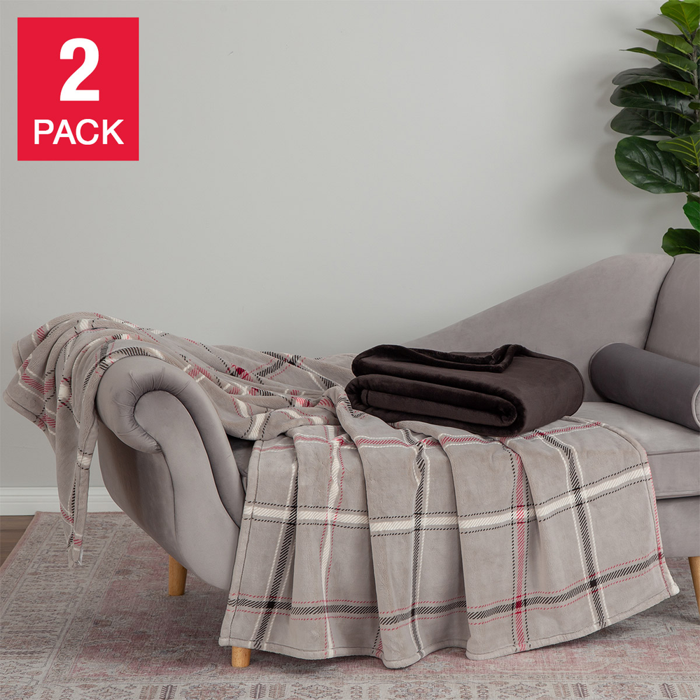 Berkshire Primalush Ultra-Soft Throw Blanket 2-Pack  