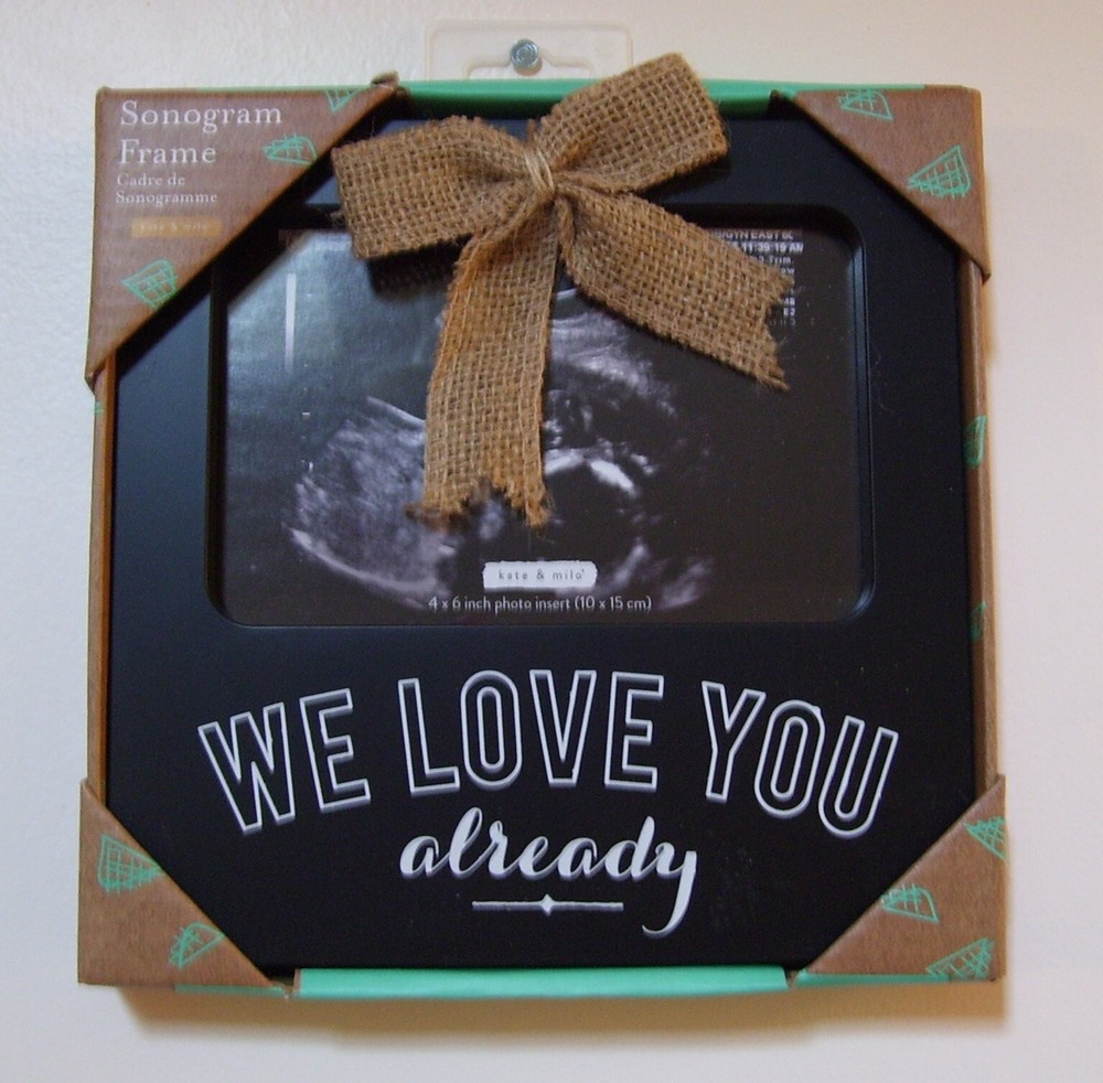 Kate & Milo Black Sonogram Keepsake Frame - We Love You Already 4x6 Photo Display