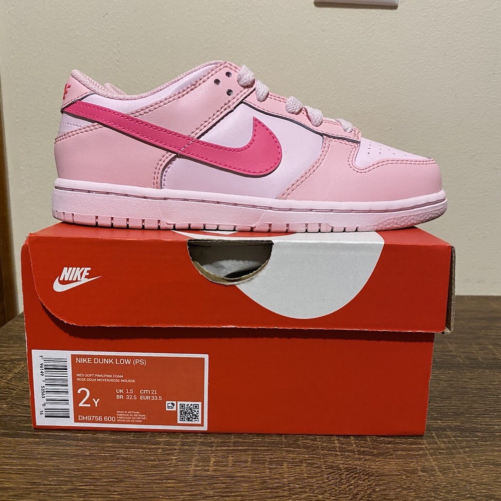 Nike Dunk Low Triple Pink Little Kids Size 2Y DH9756-600 Pink Foam Barbie PS NEW