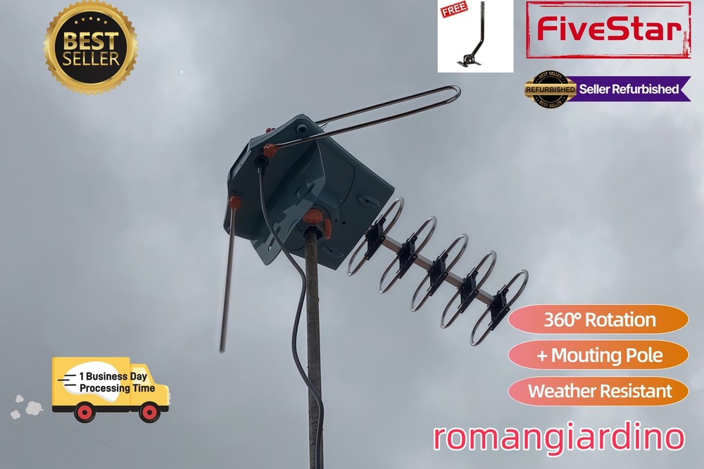 200 Mile Motorized Amplified HDTV Antenna for 4K Long Range Outdoor Reception