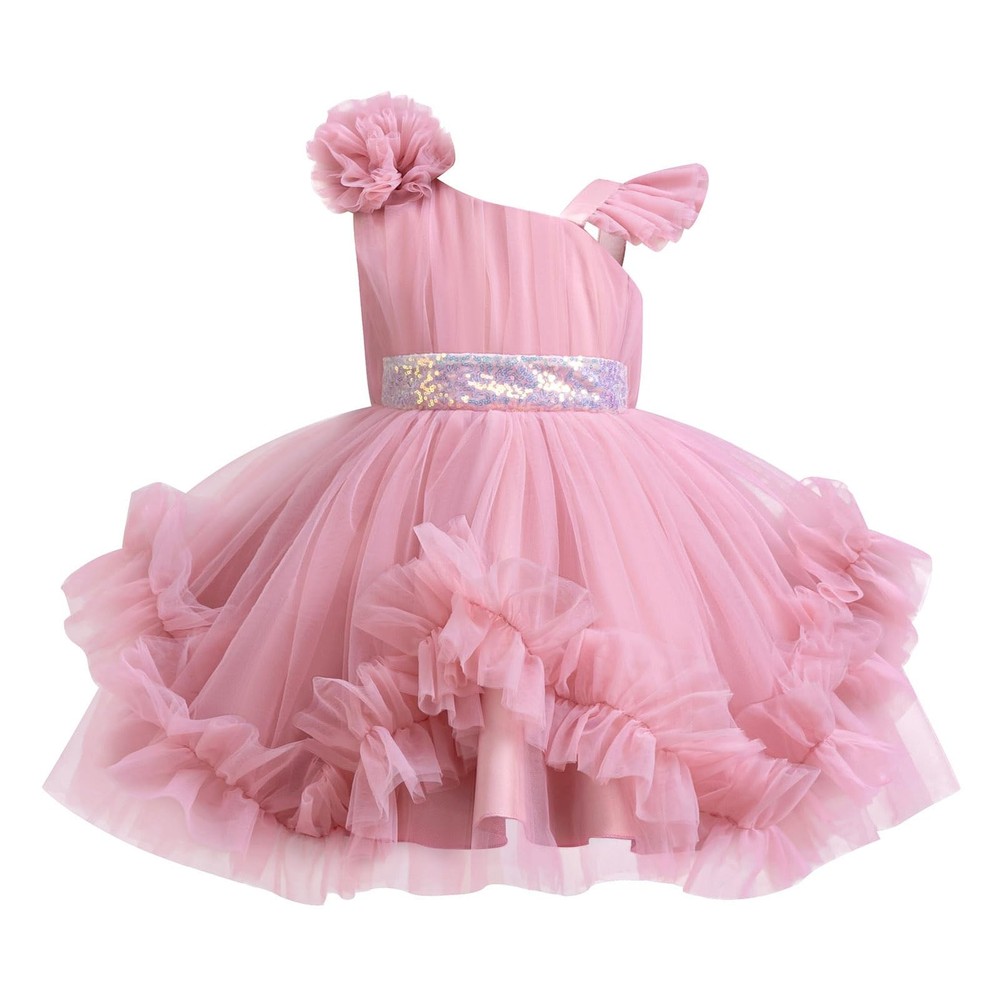 Flower Girl Dress for Wedding Baby Girls Sequins Irregular Ruffle Tulle Tutu ...