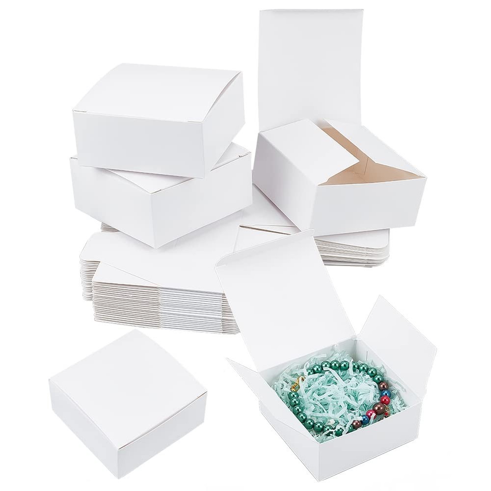 30pcs 3.5x3.5x1.5 Inch White Kraft Gift Boxes Small Cardboard Packaging Paper Boxes