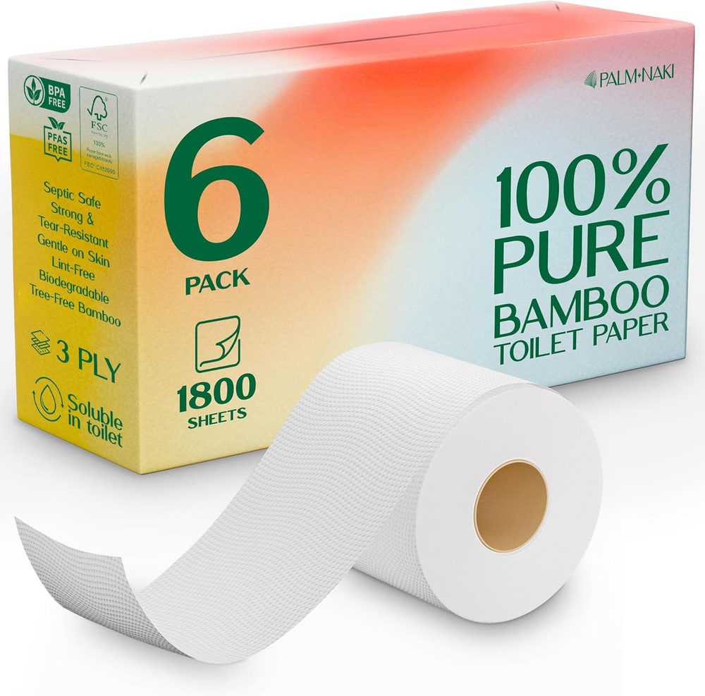 100% Bamboo Toilet Paper | 3-Ply – Strong & Absorbent | Tree-Free, FSC Certified