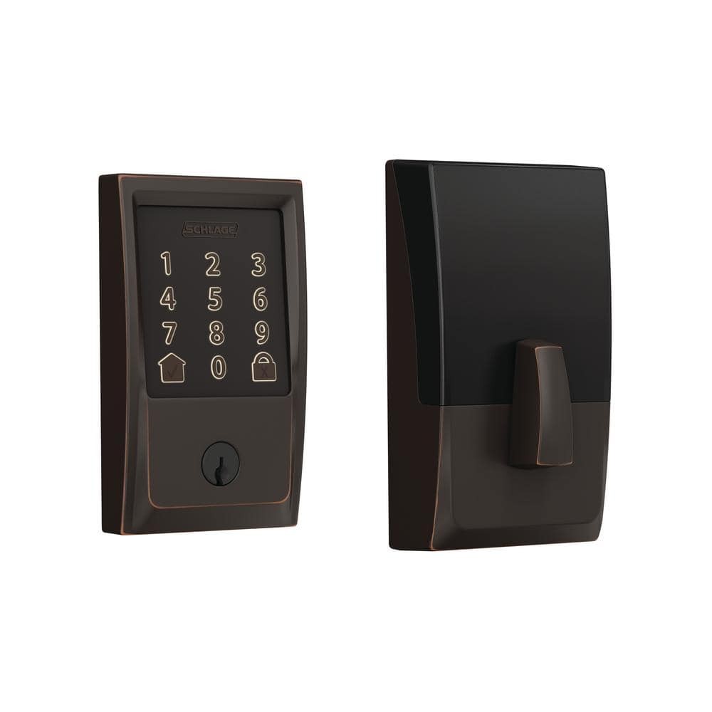 Century Aged Bronze Smart WiFi Deadbolt with Alarm and Electronic Encoding